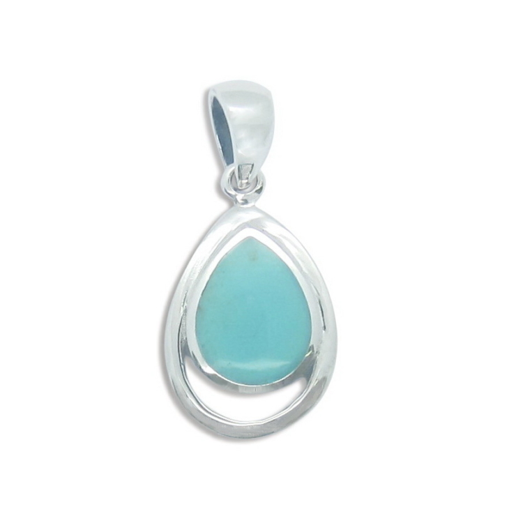 Silver Tear Drop Pendant with Turquoise.