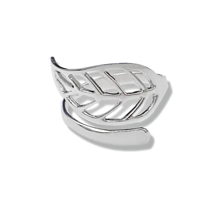 Silver Open Leaf Ring.
