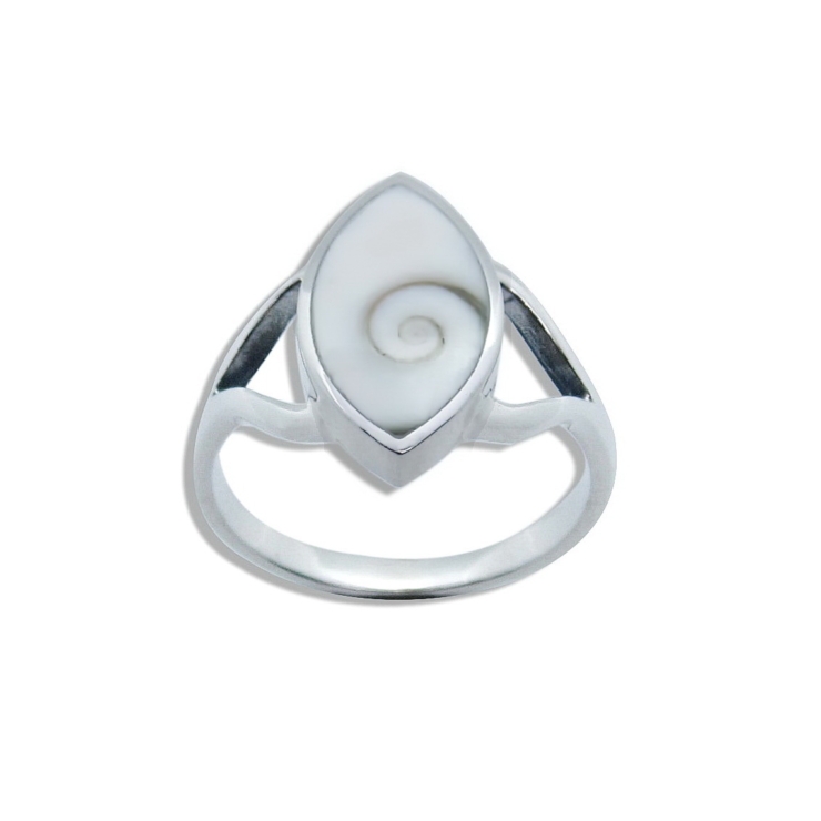 Silver Marquise Ring with Shiva shell.