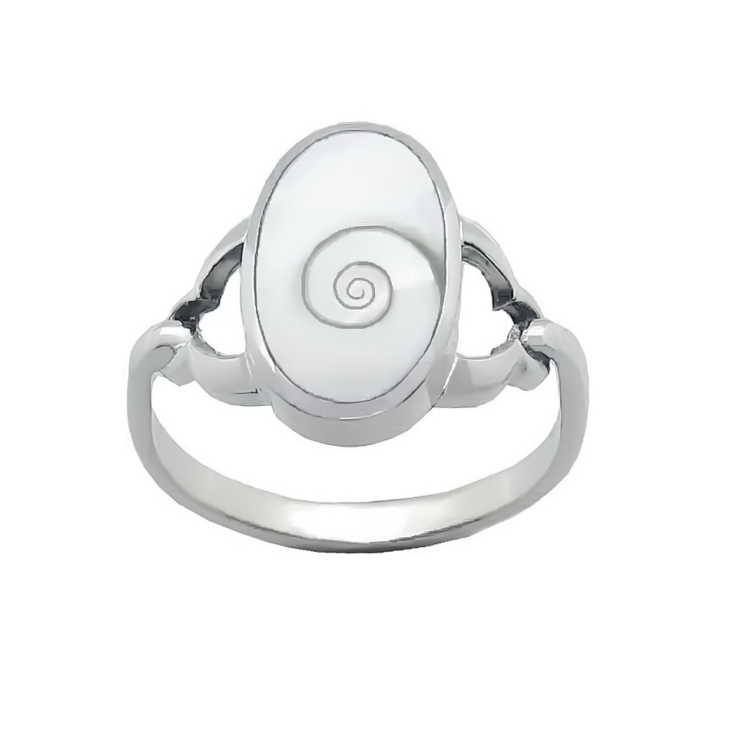 Silver Oval Ring with Shiva shell.