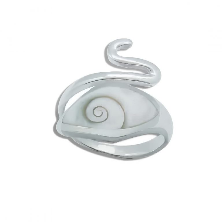 Silver Snake Ring with Shiva shell.