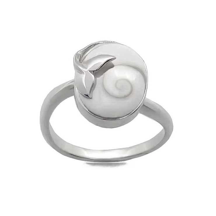 Silver Whale Tail Ring with Oval Shiva shell.