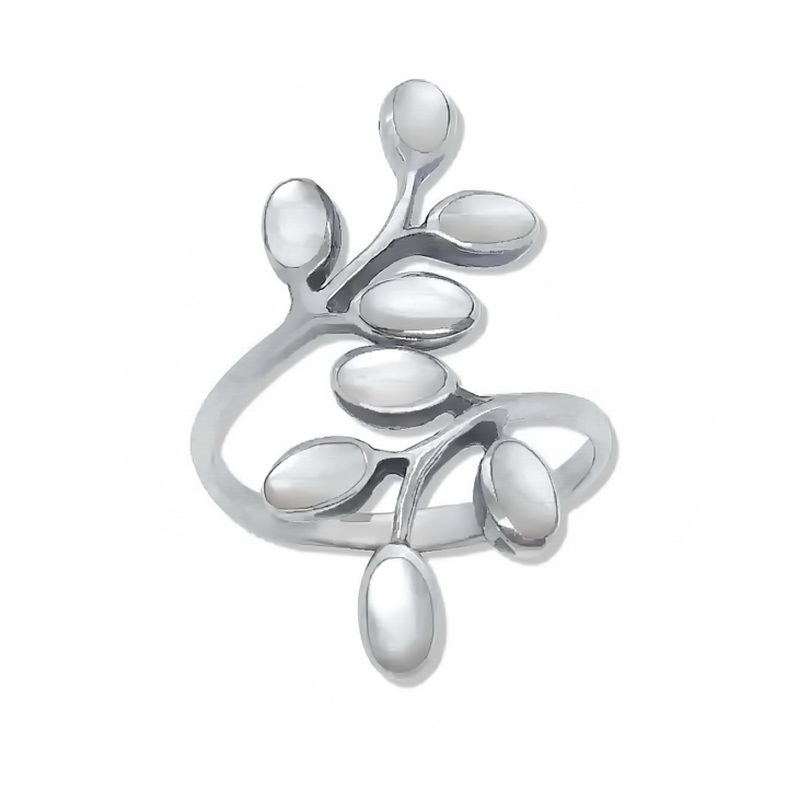 Silver Multi Leafs Ring with Mother of Pearl.