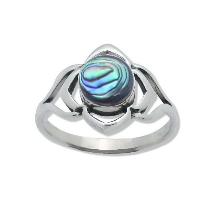 Silver Flower Filigree Ring with Abalone/Paua shell.