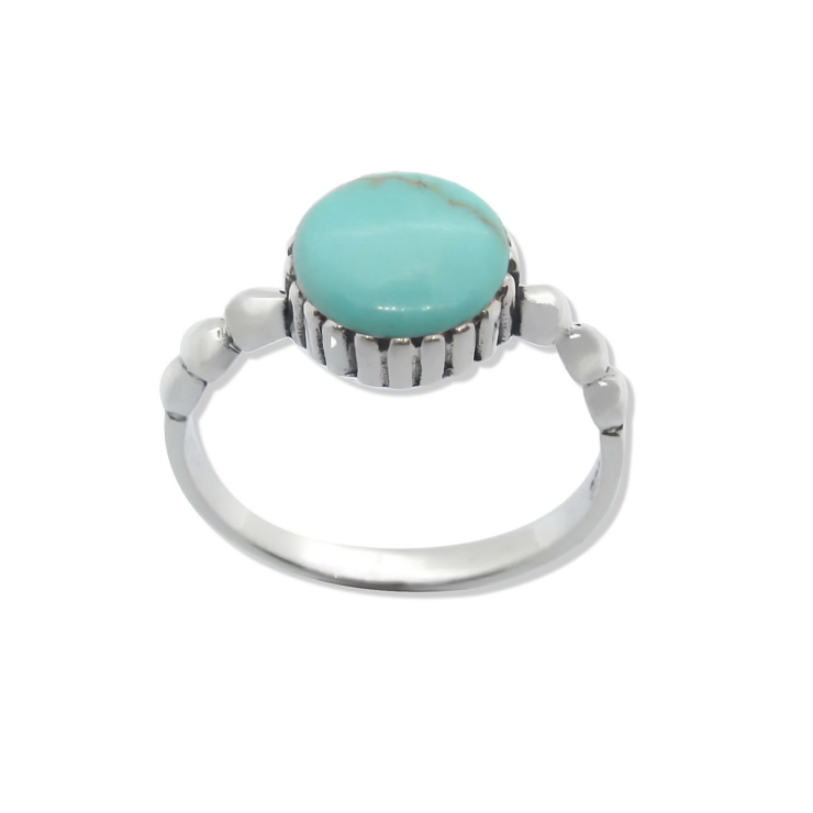 Silver Ring with Round Turquoise.