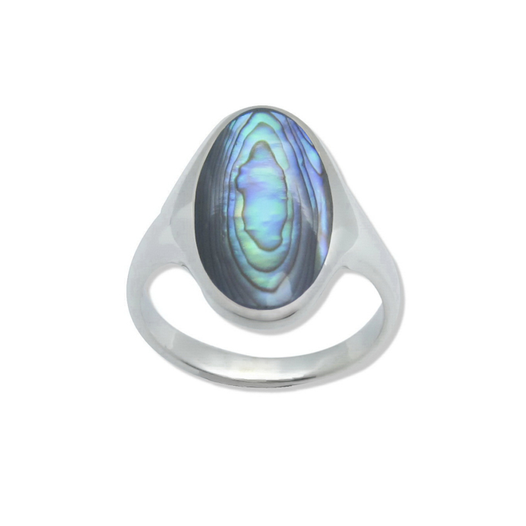 Silver Oval Ring with Abalone/Paua shell.