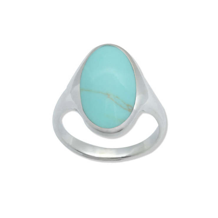 Silver Oval Ring with Turquoise.
